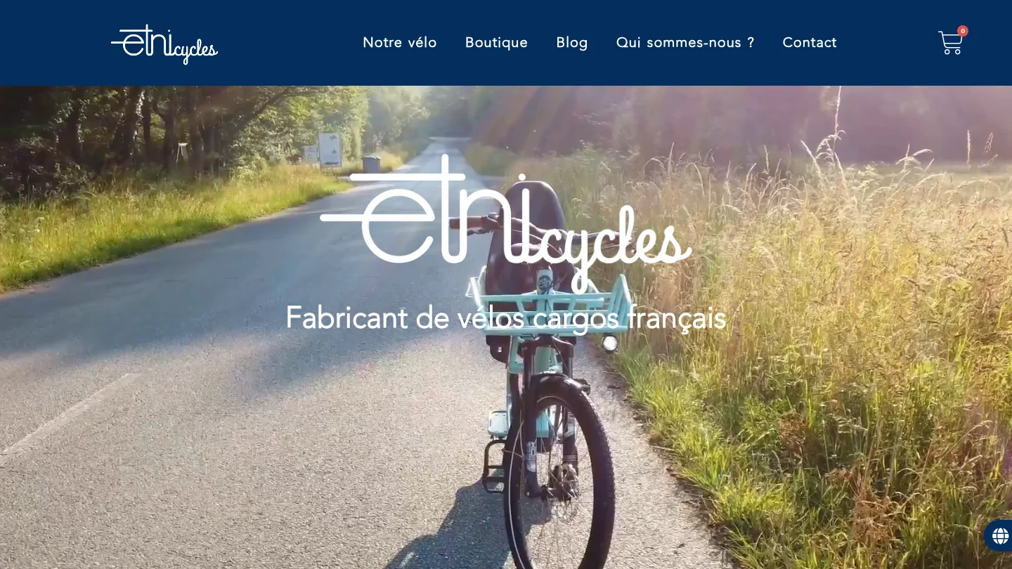 Capture de la page d’accueil de ETNI Cycles